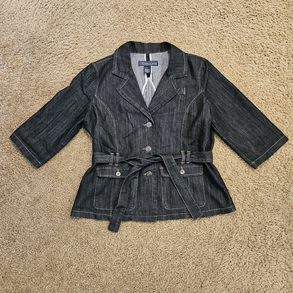 Baccini Dark Denim Belted Jacket with Front Flap Pockets, Size XL - Picture 1 of 8